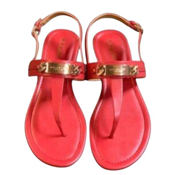 Coach CATERINE Thong Sandals – Coral Patent Gold Hardware Sz 7.5 - Picture 1 of 8